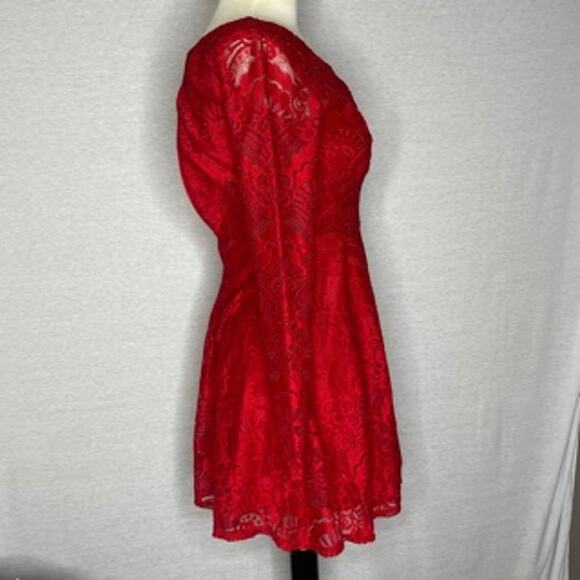 F) My Michelle V-neck Long Sleeve Dress Red Size Zero - Picture 4 of 12